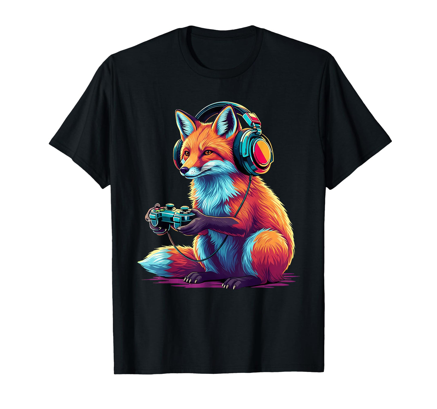 Fox Gaming Animal Video Games Funny Fox T-Shirt