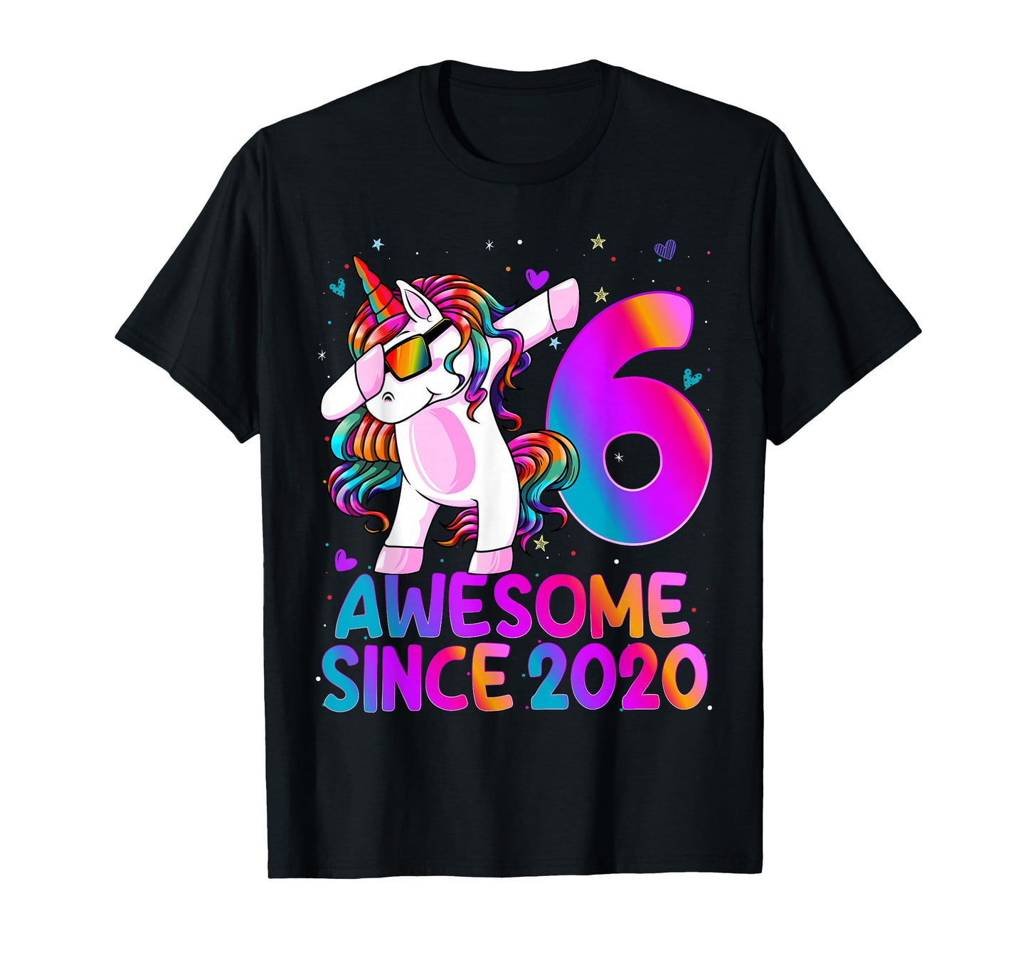 6 Year Old Girl Awesome Since 2020 Unicorn 6th Birthday Girl T-Shirt