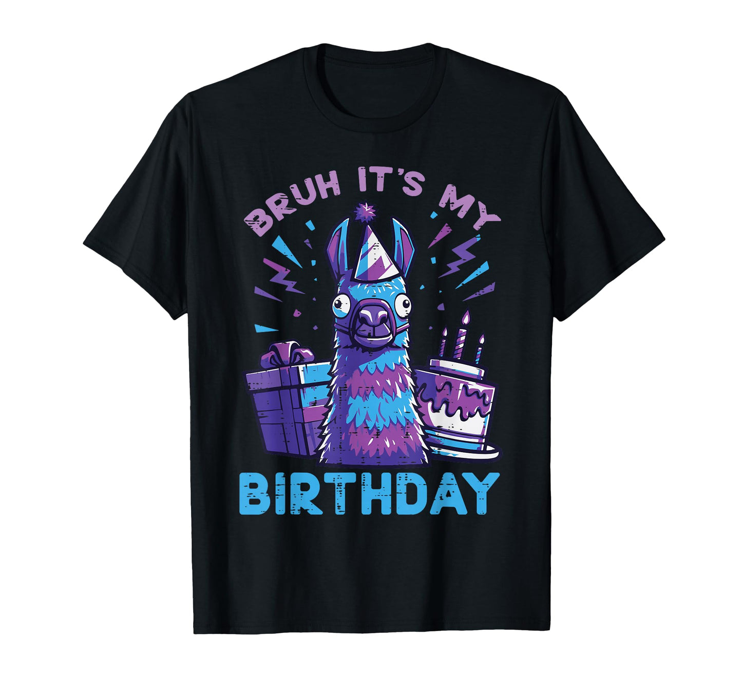Bruh Its My Birthday Llama Pinata Bday Party Men Women Kids T-Shirt