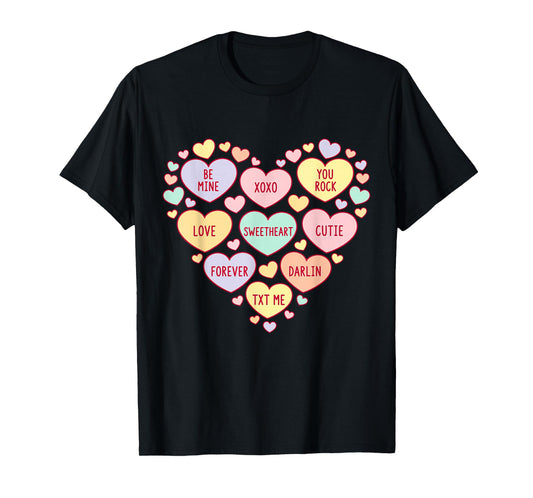 Cute Heart Love Valentines Day for Men Women Teachers Kids T-Shirt