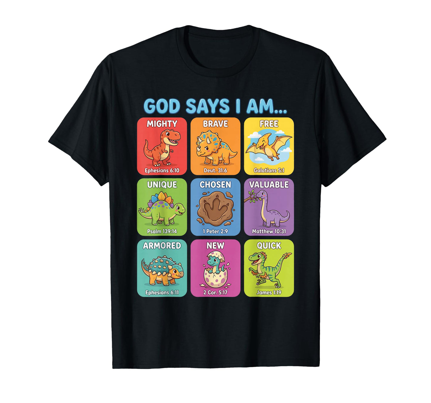 God Says I Am Bible Verses Dinosaurs for Christian Boys T-Shirt