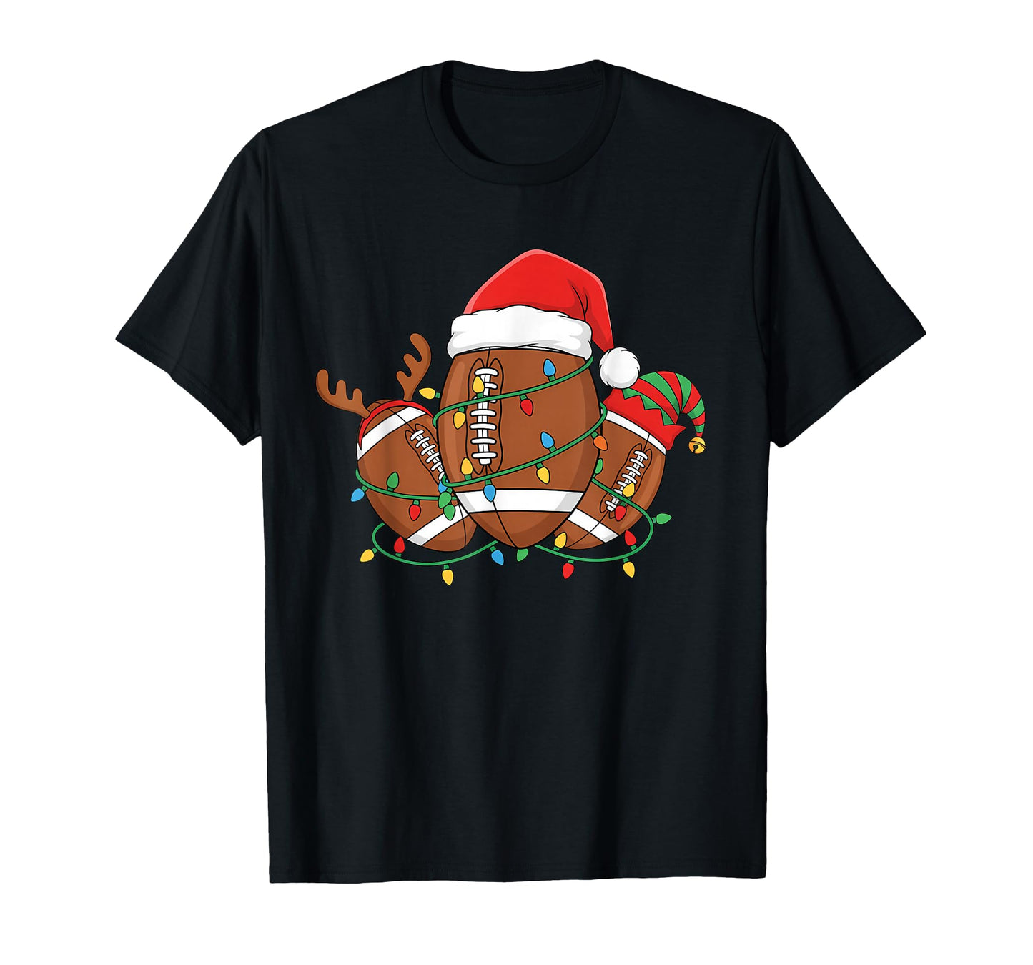 Football Christmas Player Santa Hat Sport Men Kids T-Shirt