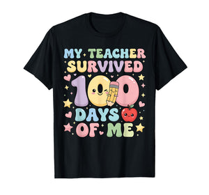 My Teacher Survived 100 Days of Me Groovy Boys Girls 100th T-Shirt