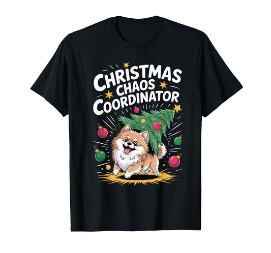 Christmas Chaos Coordinator Xmas Puppy Funny Pomeranian T-Shirt