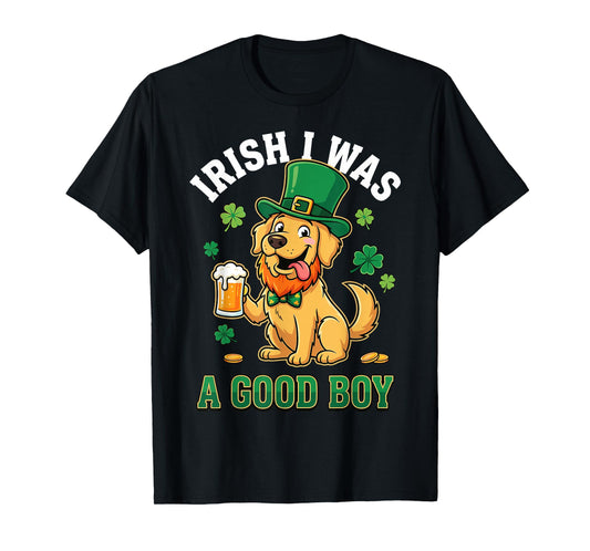 Funny St Patricks Day Golden Retriever Dog Irish Shamrock T-Shirt
