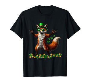 St Patricks Day Funny Fox with Sunglasses Graphic T-Shirt