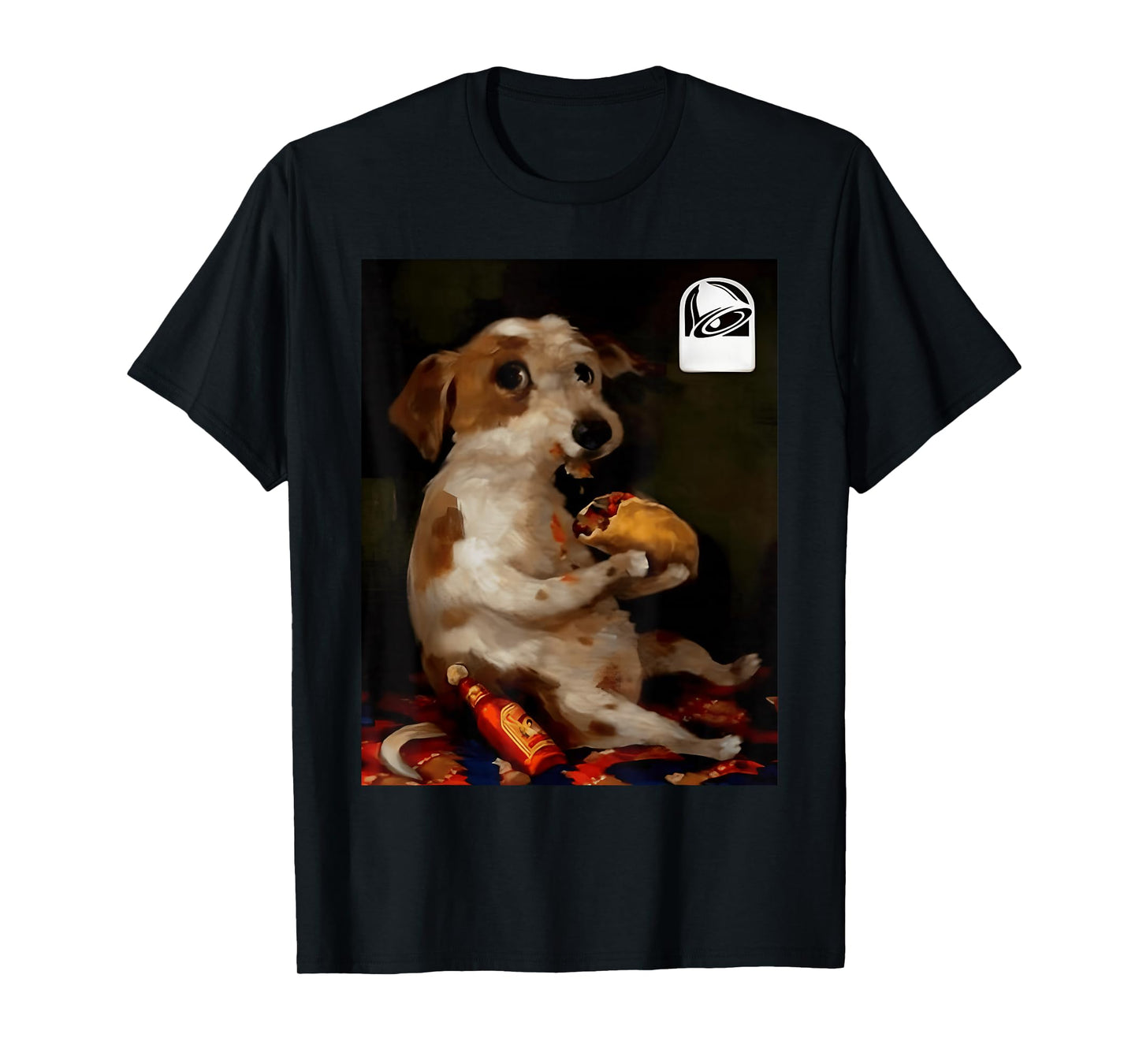 Funny Dog Chill with Taco Vintage Oil Painting Men Women T-Shirt