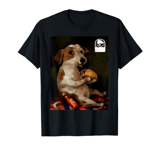 Funny Dog Chill with Taco Vintage Oil Painting Men Women T-Shirt