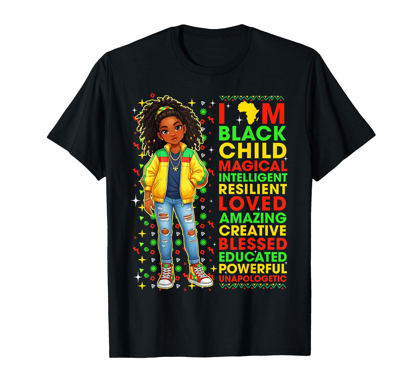 Black History Month I Am Black Child African American Girls T-Shirt