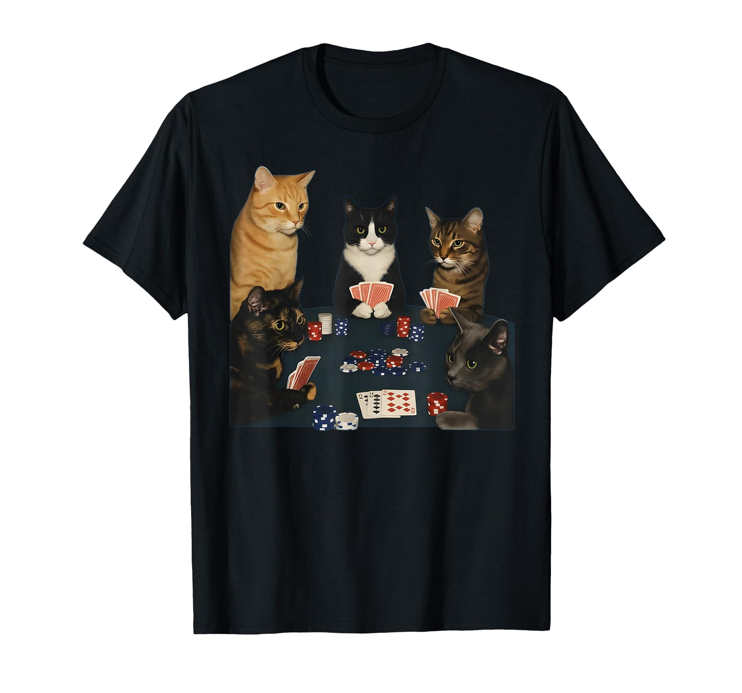 Vintage Cats Playing Pokerr Meme Funny Poker Gifts T-Shirt