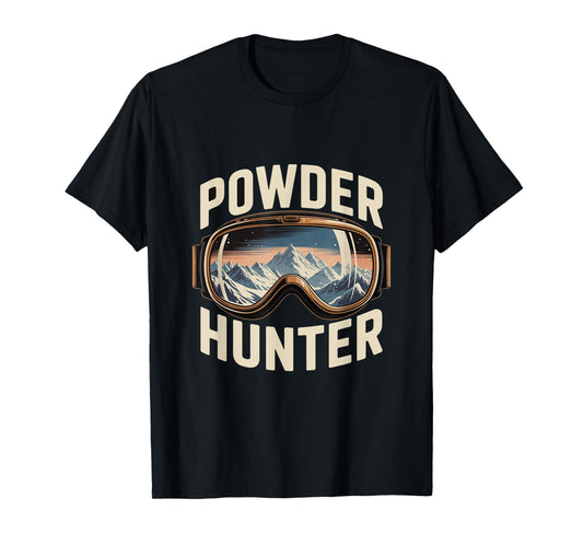 Powder Hunter Ski Goggles Mountain Scene T-Shirt