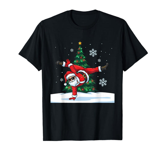 Merry Christmas Santa Playing Gymnastics Sport Lovers T-Shirt