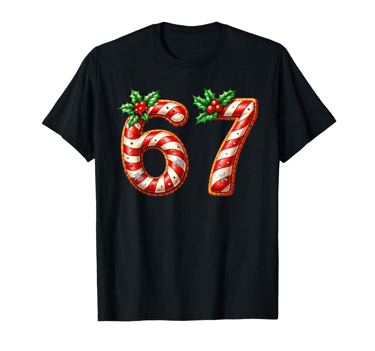 Funny Six Seven 67 Meme Gen Alpha Slang 6 7 Candy Cane T-Shirt