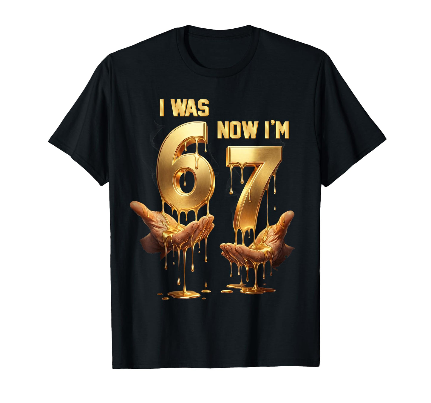 I was 6 Now I'm 7 Birthday Boys Kids Gold Drip 7th Birthday T-Shirt