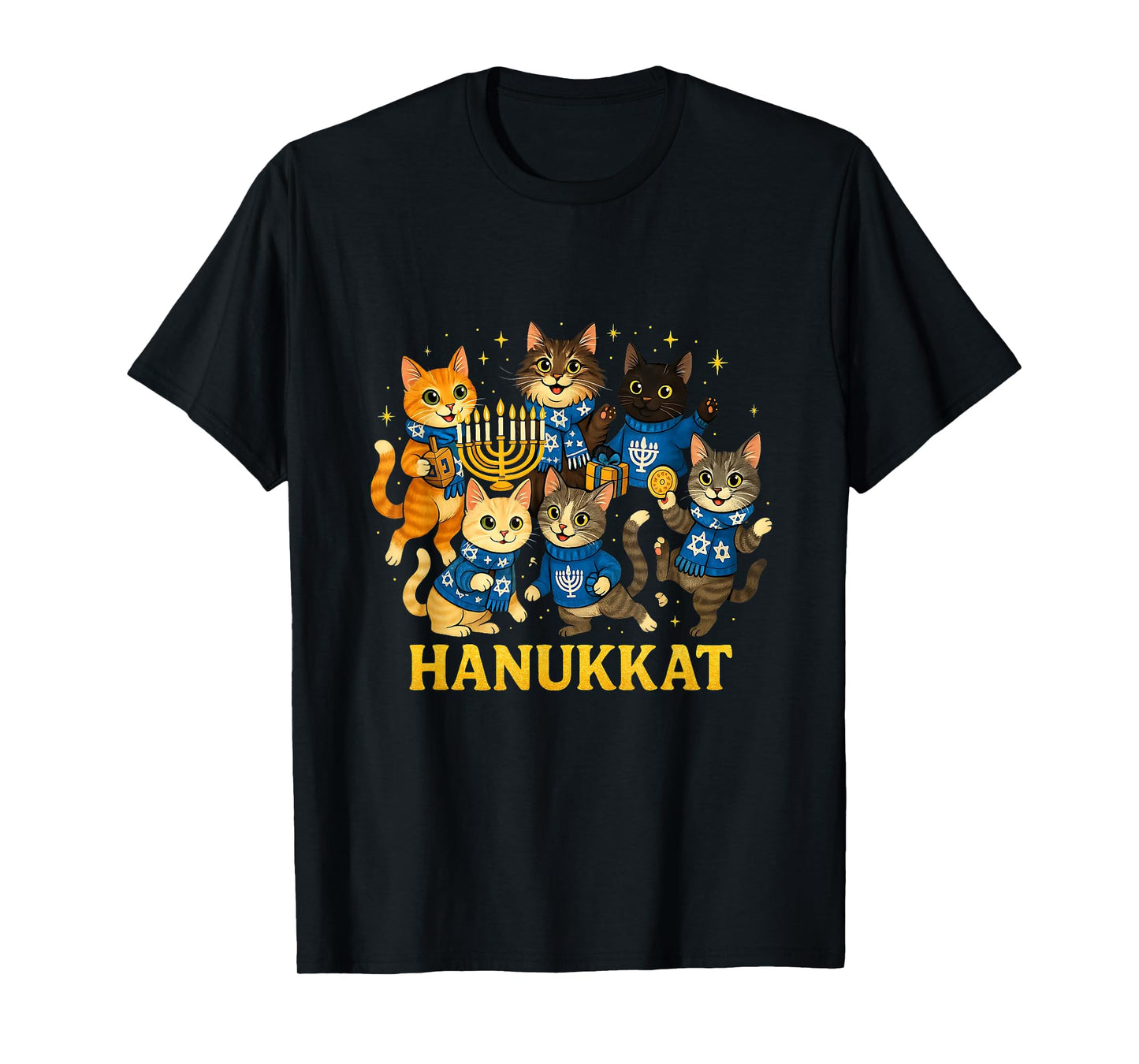 Hanukkat Cute Cats Hanukkah Menorah Design T-Shirt