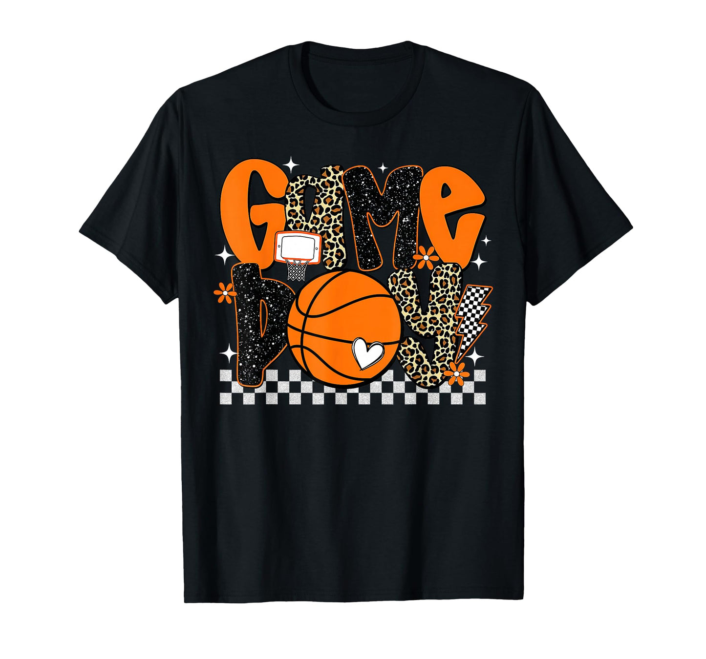 Checkered Game Day Basketball Sports Lover Men Women Kids T-Shirt