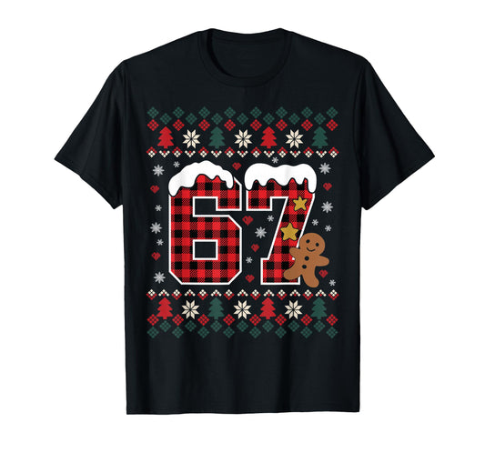 Funny 67 Christmas Pajamas Shirt Six Seven Meme Brainrot T-Shirt