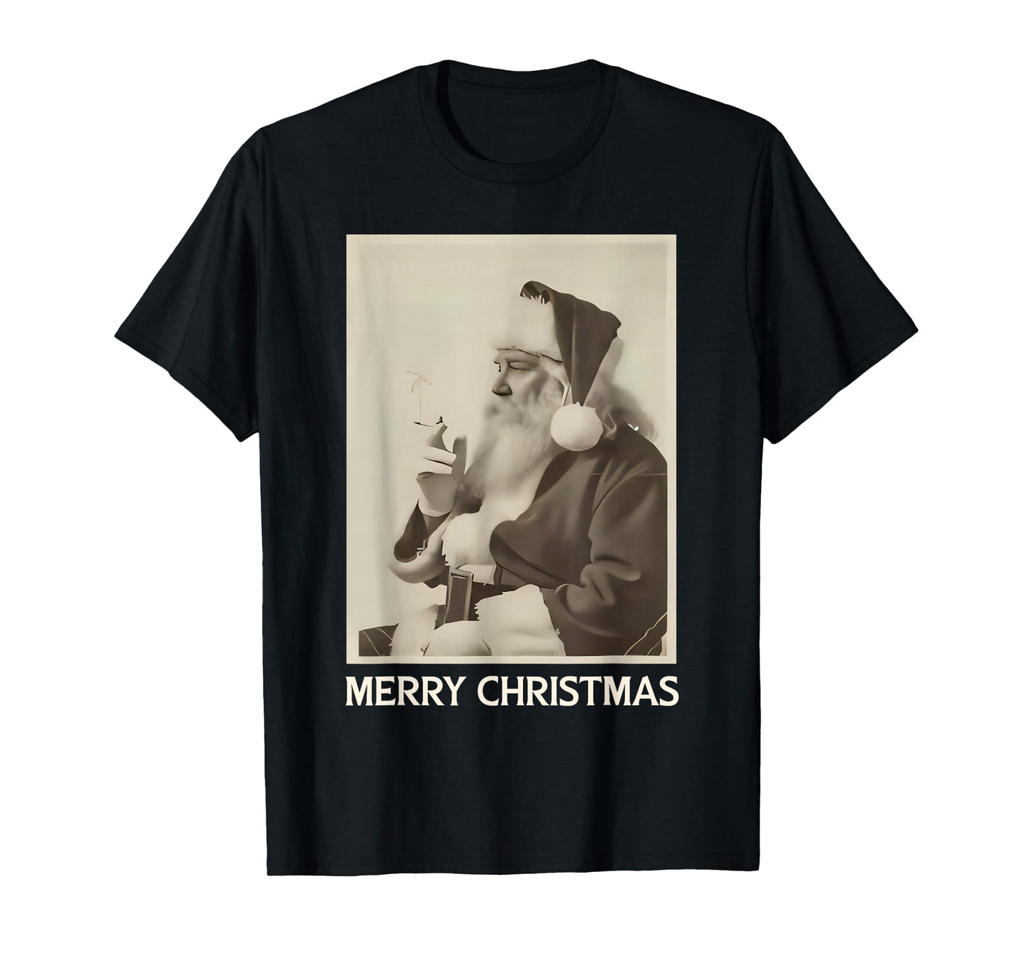 Vintage Funny Smoking Santa Claus Christmas Merry Christmas T-Shirt