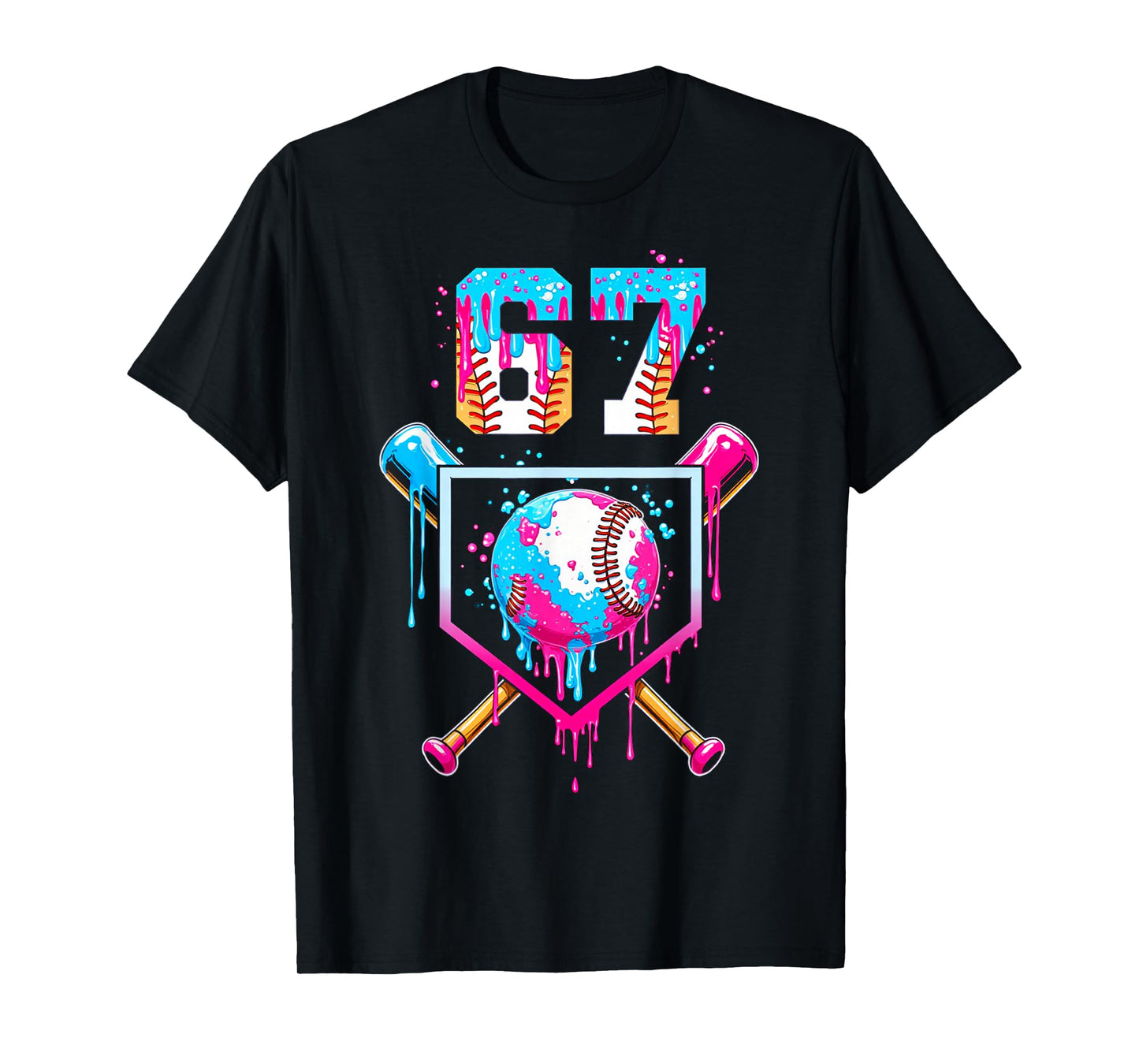 Ice Cream Dripping Boys Baseball Drip Fun 6 7 Six Seven Meme T-Shirt