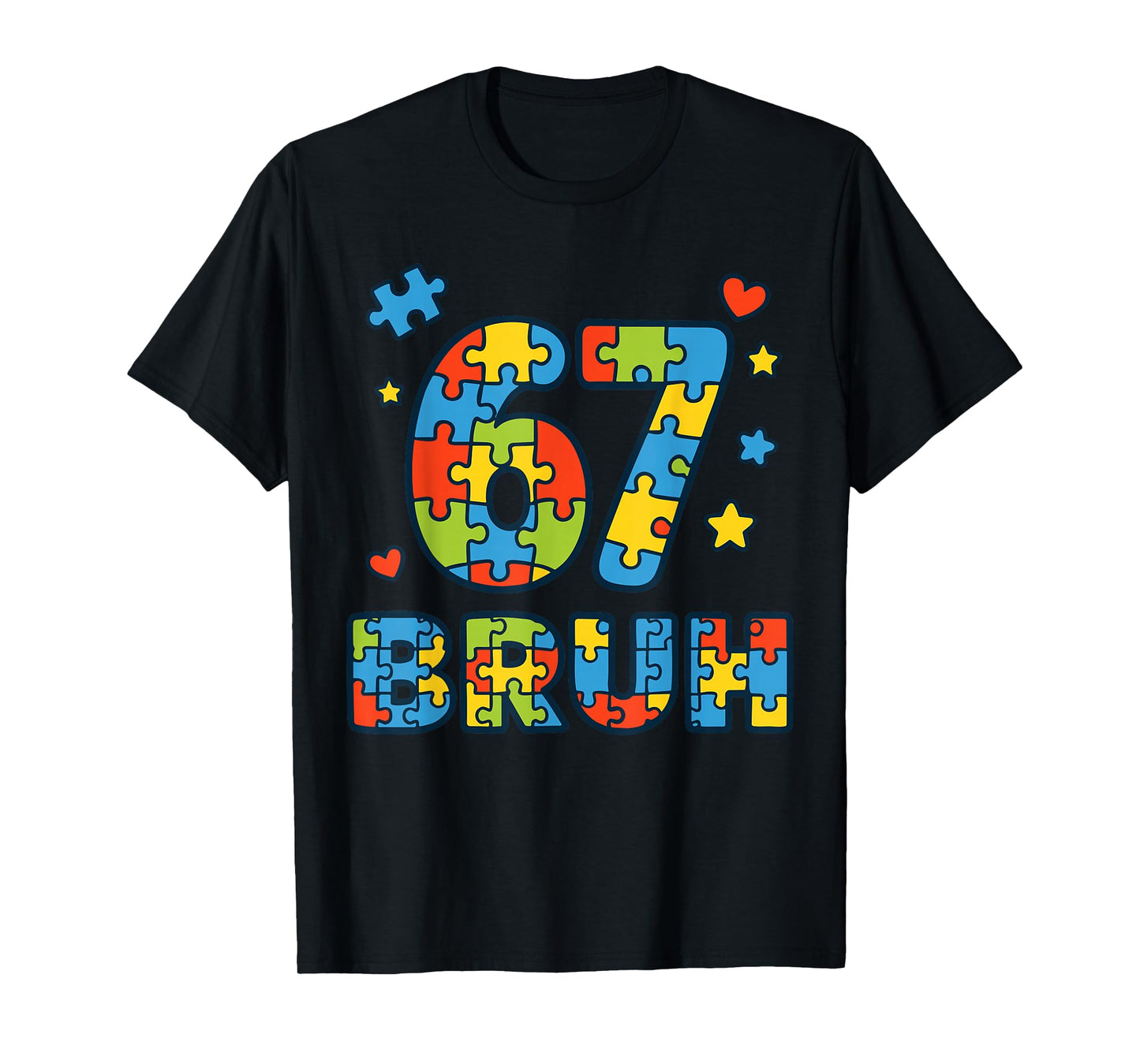Bruh 6 7 Funny Six Seven Autism Awareness Kids Teacher T-Shirt