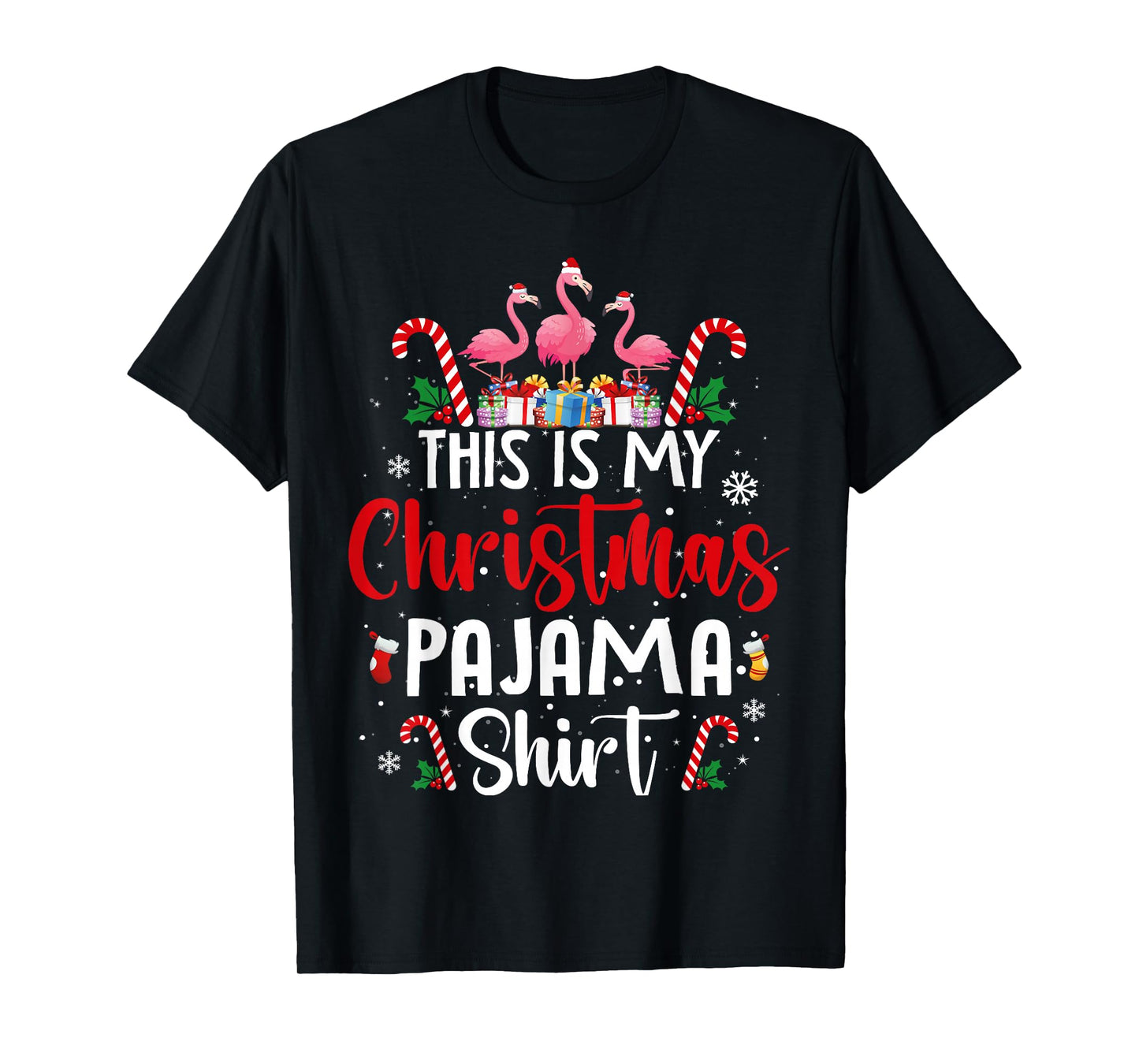 This is My Christmas Pajama Flamingos Holiday Fun T-Shirt