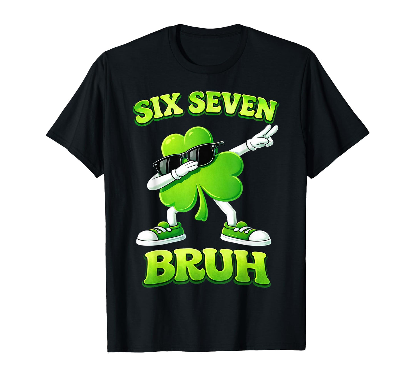 St Patricks Day Six Seven Bruh 6 7 Meme Shamrock Kids Boys T-Shirt