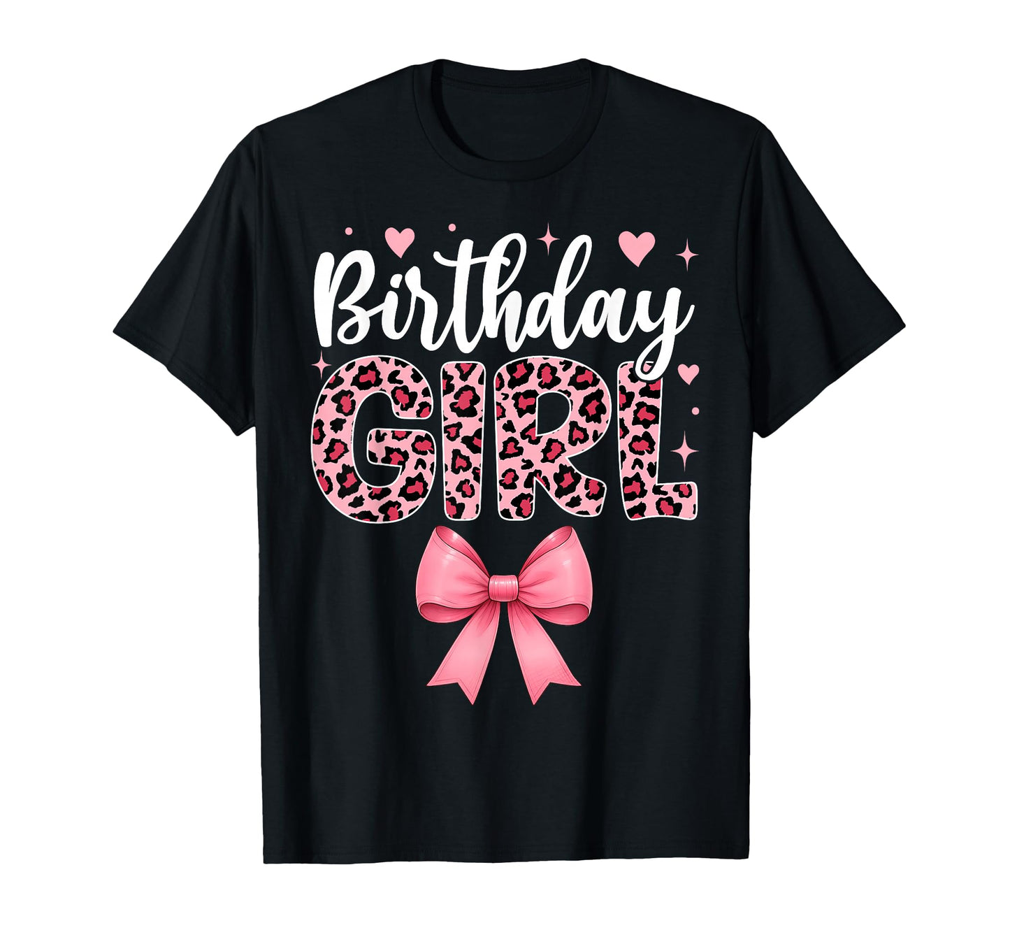 Coquette Bow Leopard Birthday Girl T-Shirt