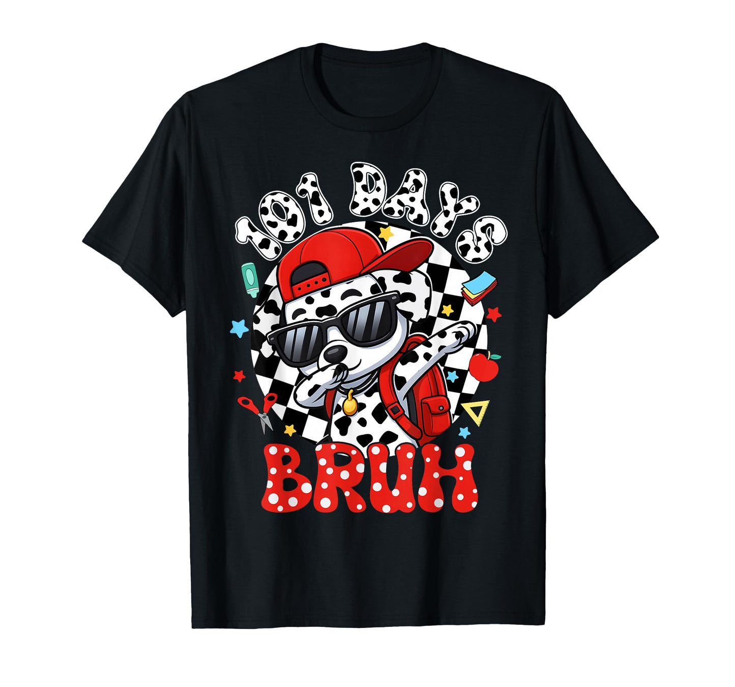 Bruh 100 Days of School Boy Dab Dalmatian Dog 100th Day Kids T-Shirt