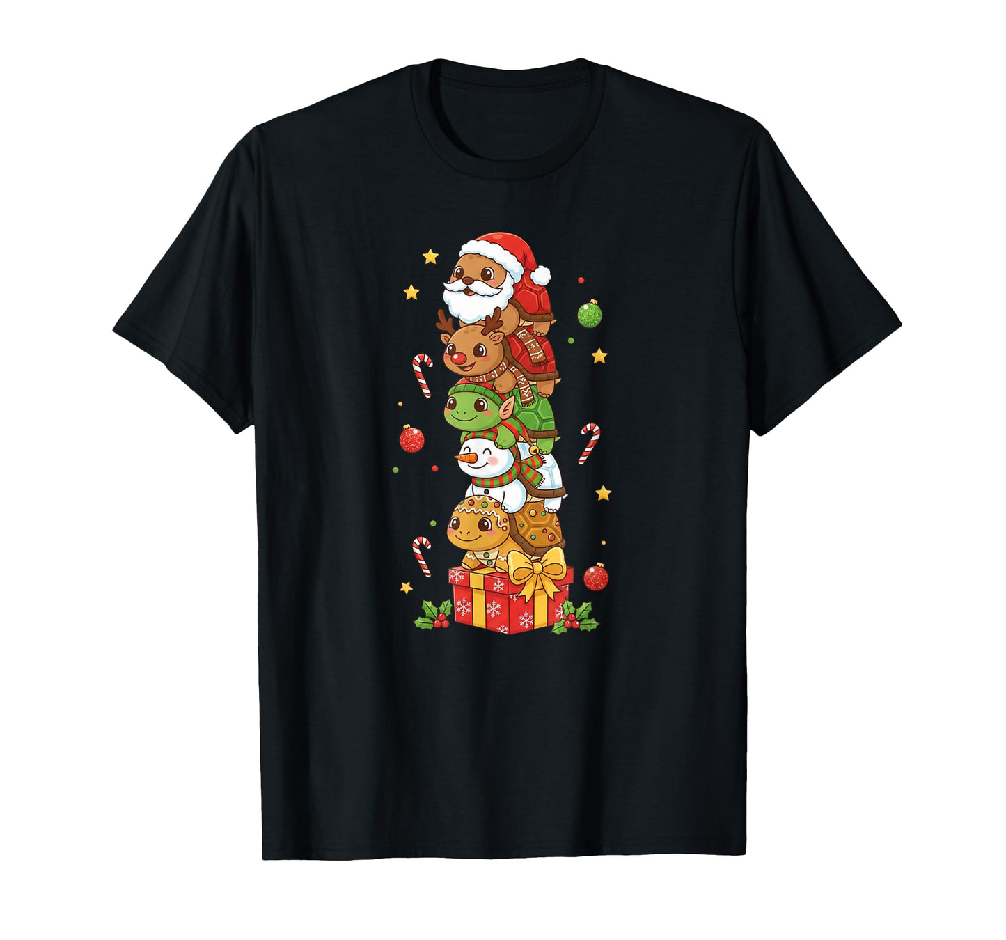 Funny Turtle Santa Elf Snowman Christmas Womens Mens Kids T-Shirt