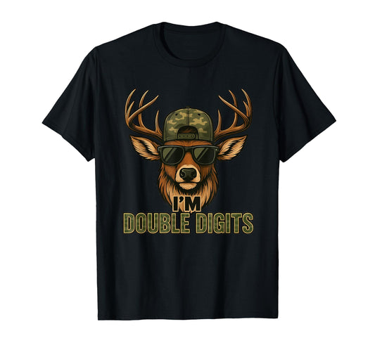 Bruh I'm Double Digits Deer Hunting Hunter 10th Birthday Boy T-Shirt