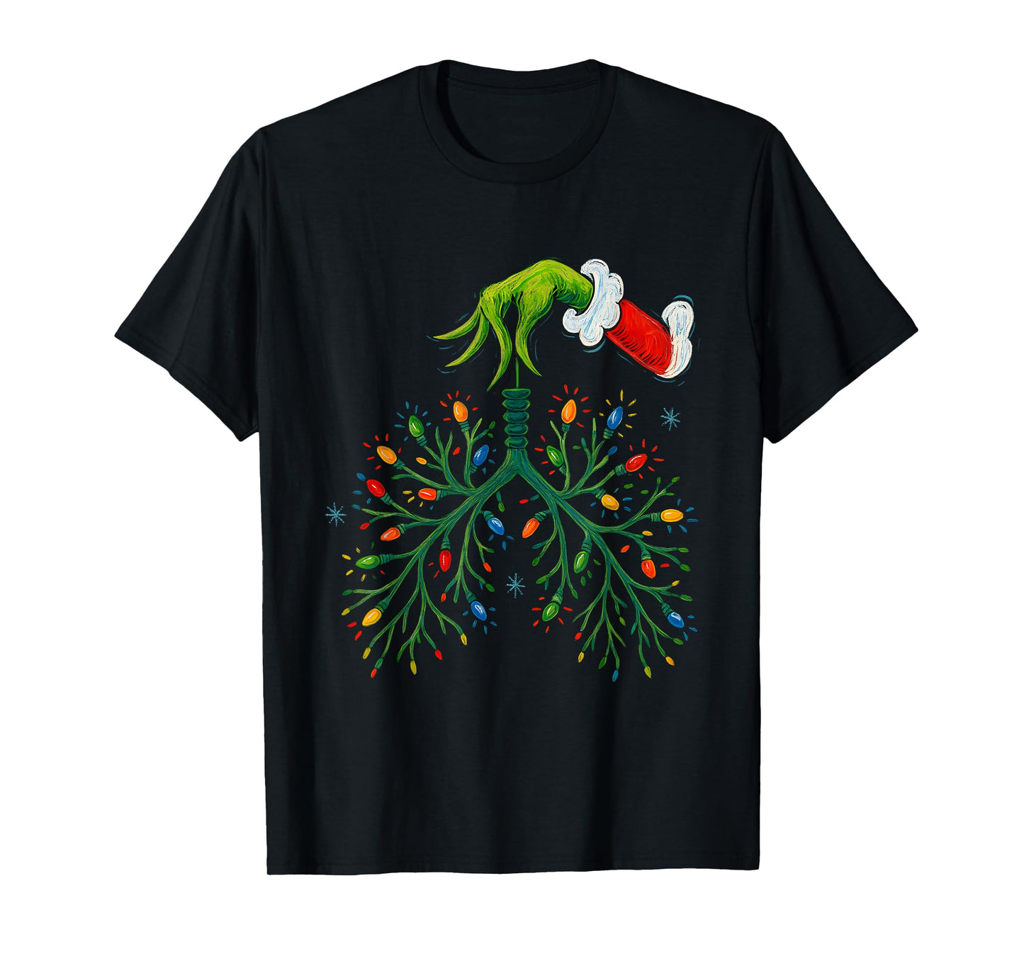 Funny Christmas Lungs Lights Art – RT Holiday T-Shirt