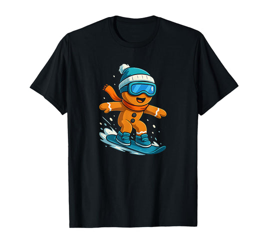 Gingerbread Snowboarder Christmas Holiday Snowboarding T-Shirt