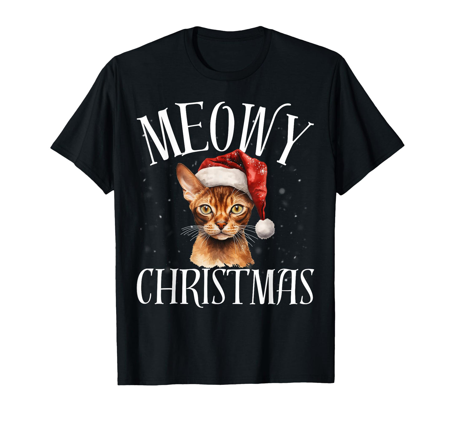 Funny Meowy Christmas Abyssinia Cat Merry Xmas Holiday Party T-Shirt