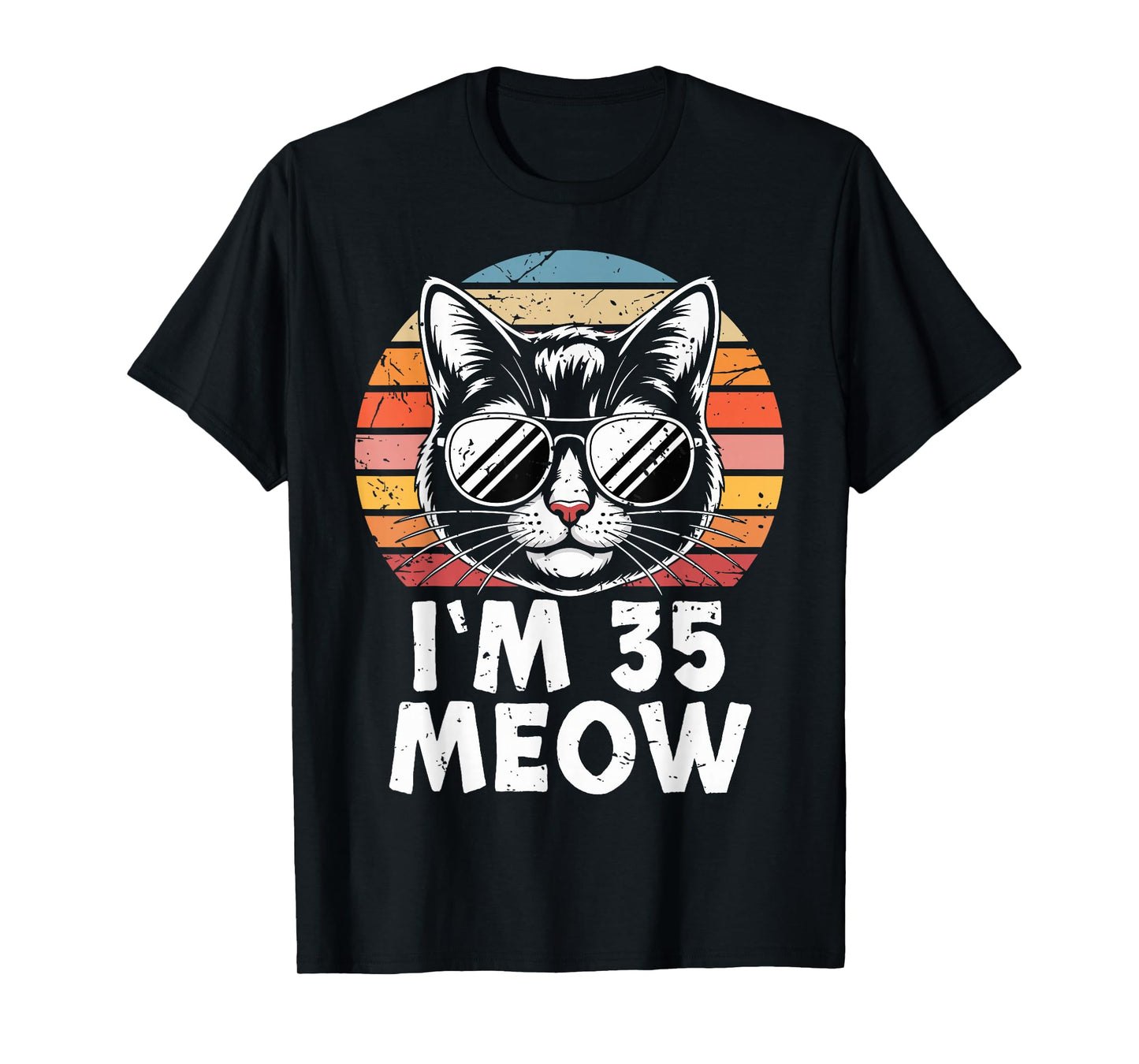 35 Birthday 35 Years Old I’m 35 Meow Funny Cat Birthday T-Shirt