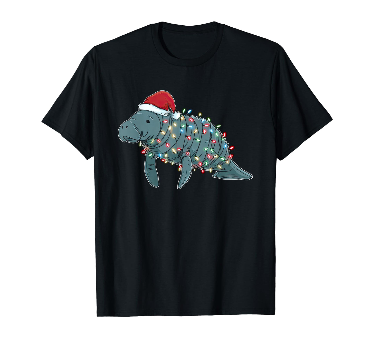 Funny Manatee Christmas Graphics Animal Lights Lover T-Shirt