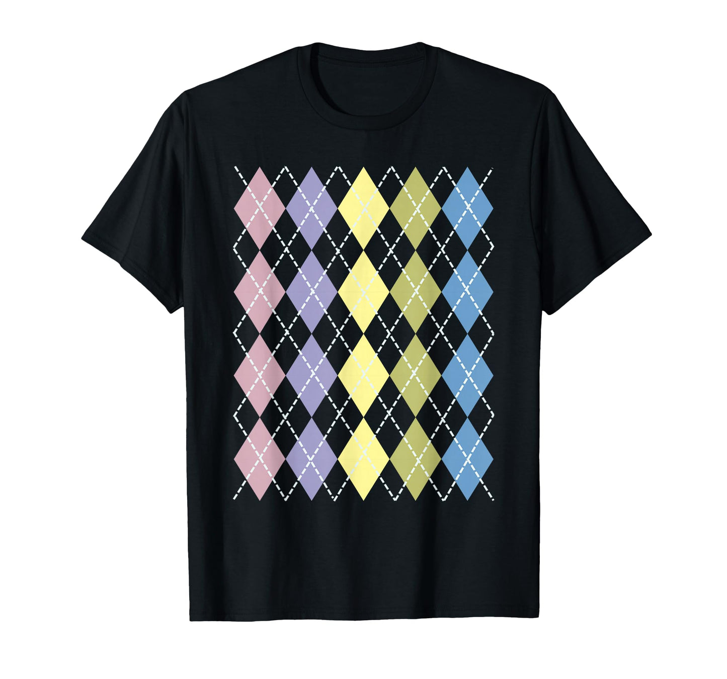 Retro Argyle Plaid Pattern Design in Pastel Colors T-Shirt
