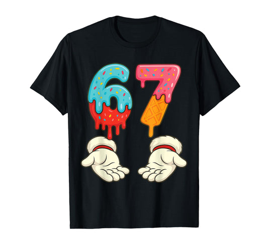 Funny Six Seven 6 7 Meme Christmas Ice Cream Drip Xmas Santa T-Shirt