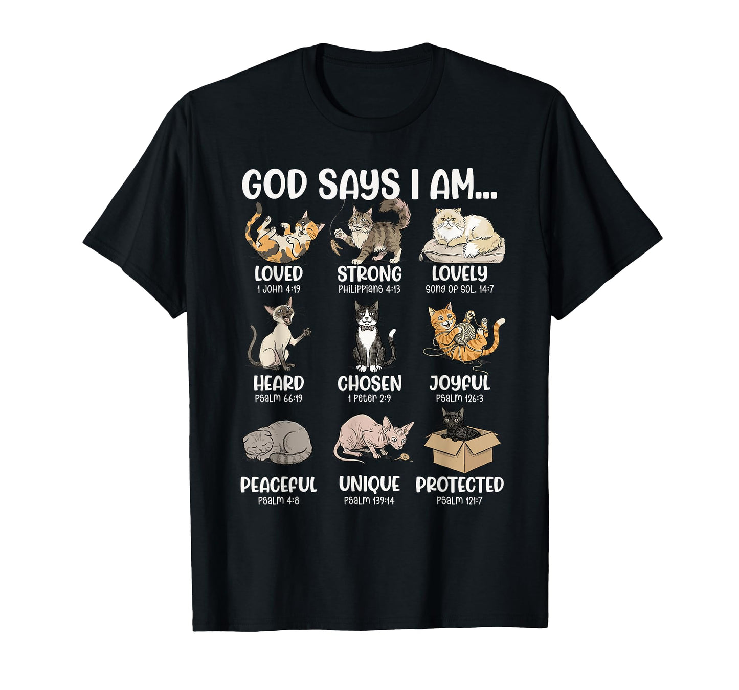 God Says I Am Bible Verses for Christian Cat Lover T-Shirt