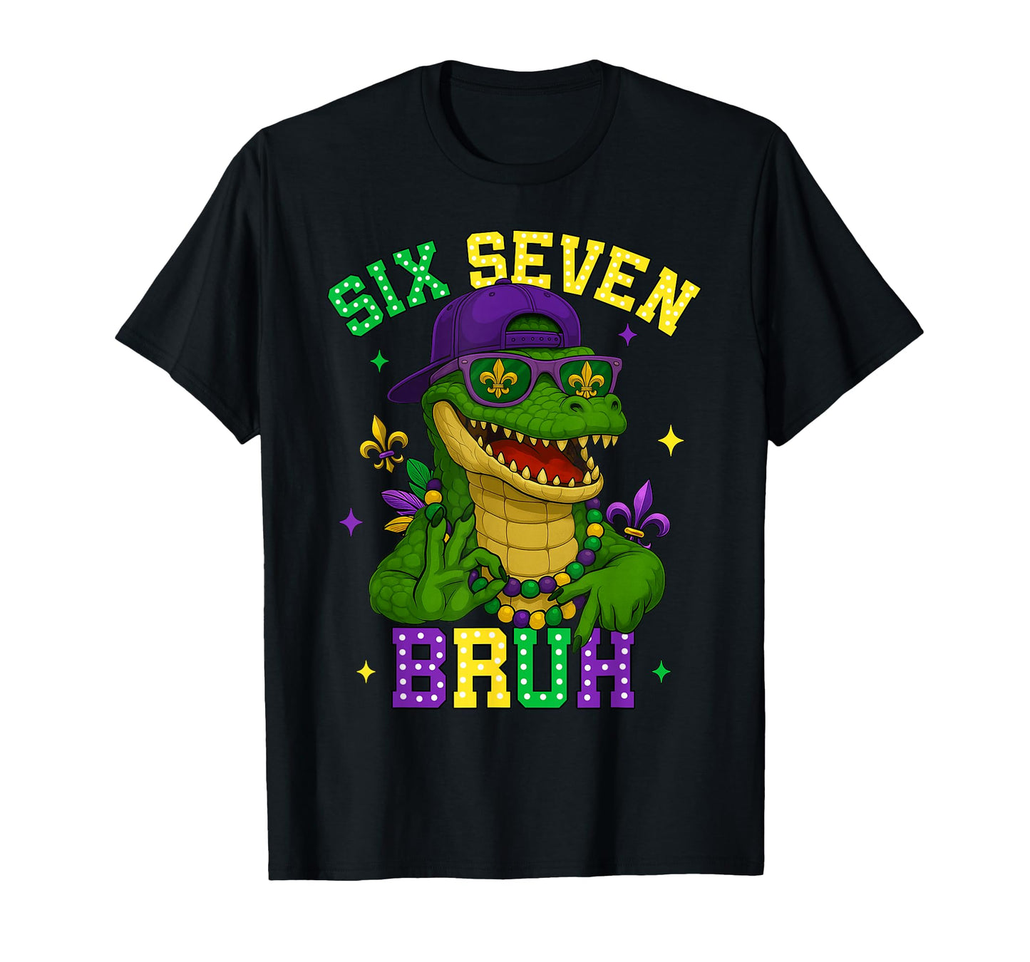 Mardi Gras 67 Alligator Mardigator Bruh Six Seven 6 7 Meme T-Shirt