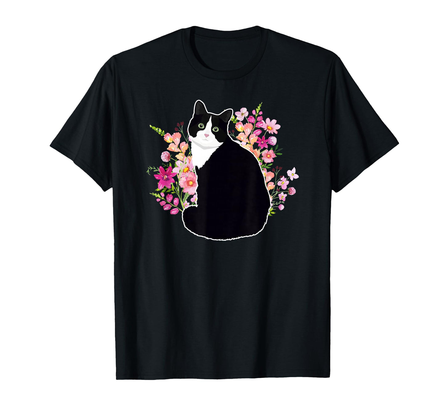 Tuxedo Cat Flowers Tuxedo Cat Owner Tuxedo Cat Lover T-Shirt
