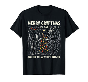 Merry Cryptmas Weird Night Cryptid Holiday Art T-Shirt