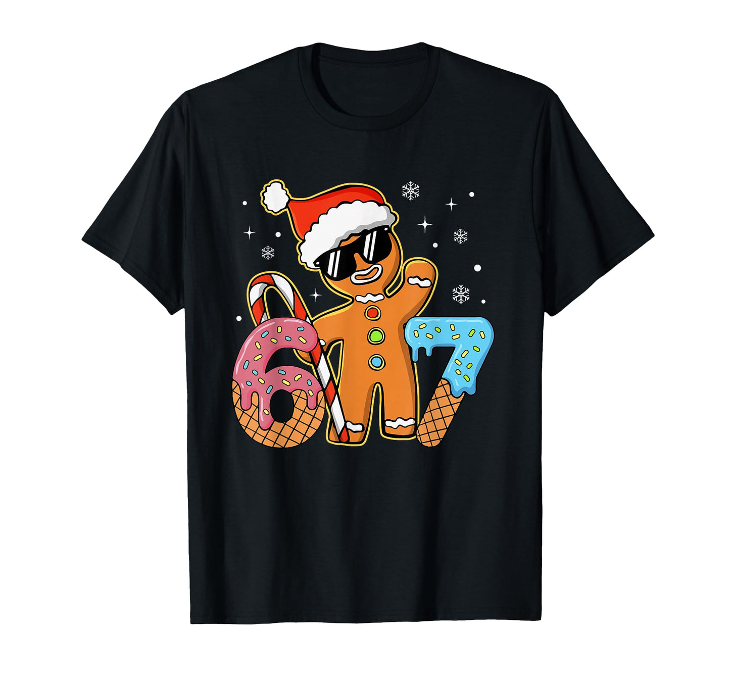 Funny Gingerbread Six Seven 67 Ice Cream Drip Christmas Boys T-Shirt