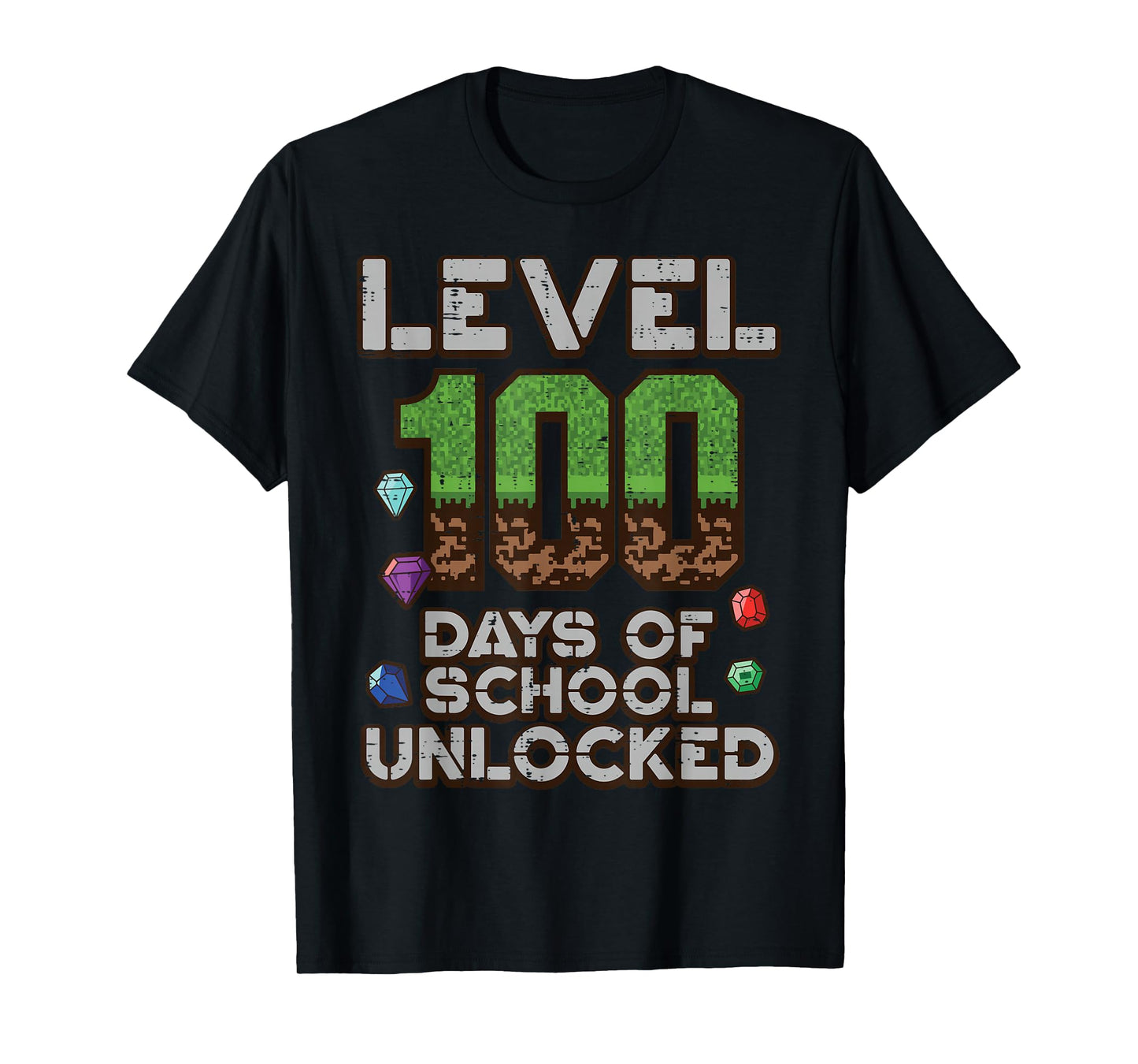 Level 100 Days of School Unlocked Pixel Gamer 100th Day Kid T-Shirt