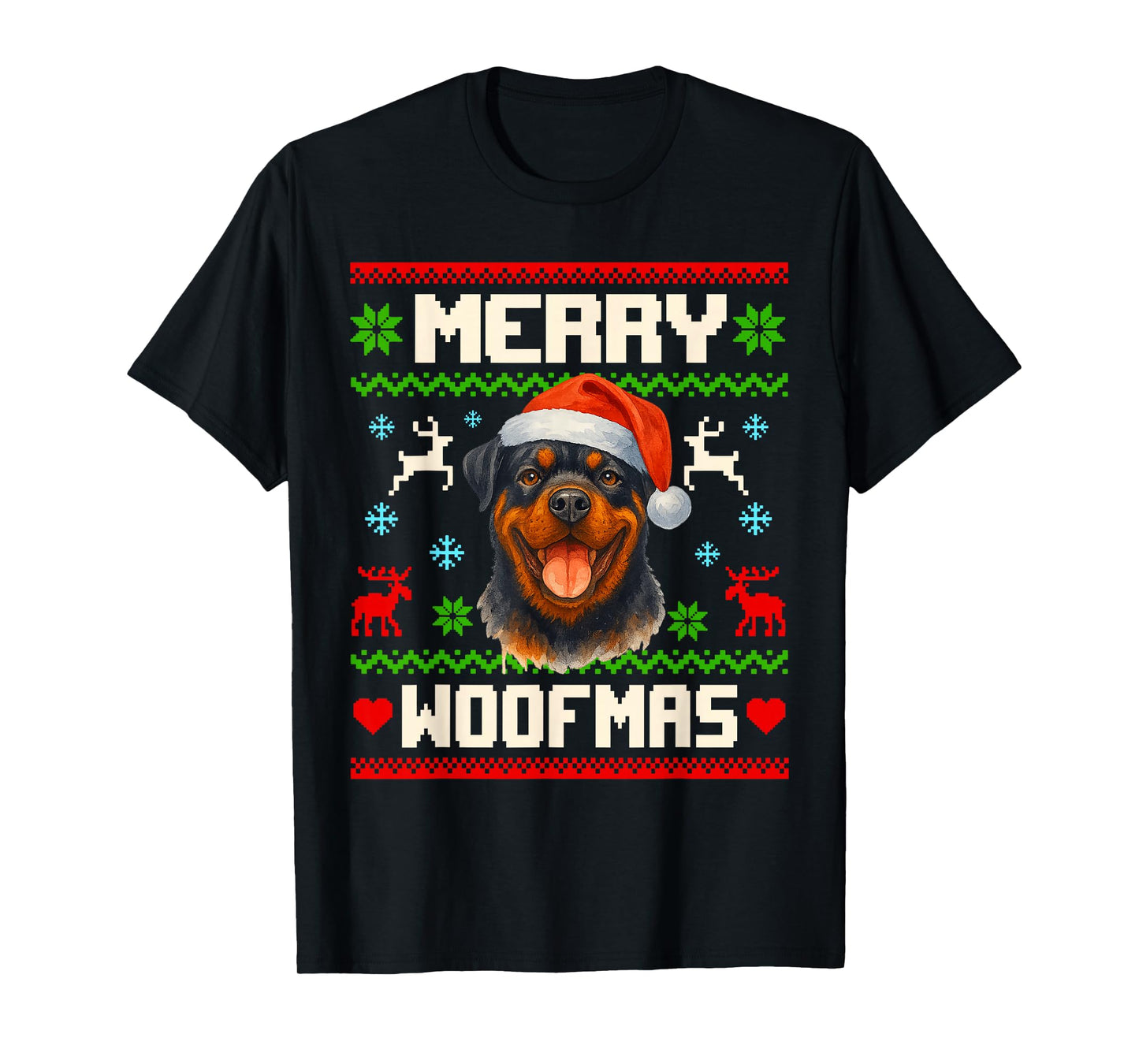 Rottweiler Dog Christmas Ugly Sweater Pet Dog Lover Xmas T-Shirt