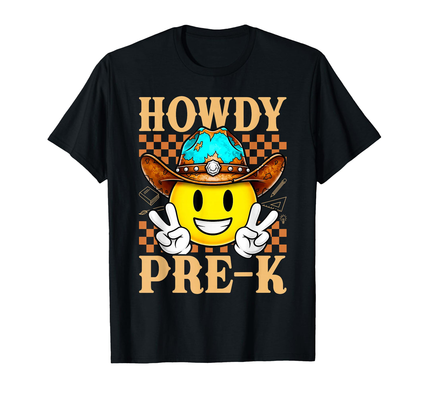 Howdy Pre-K Retro Cowboy Cowgirl Western Teacher Kids T-Shirt