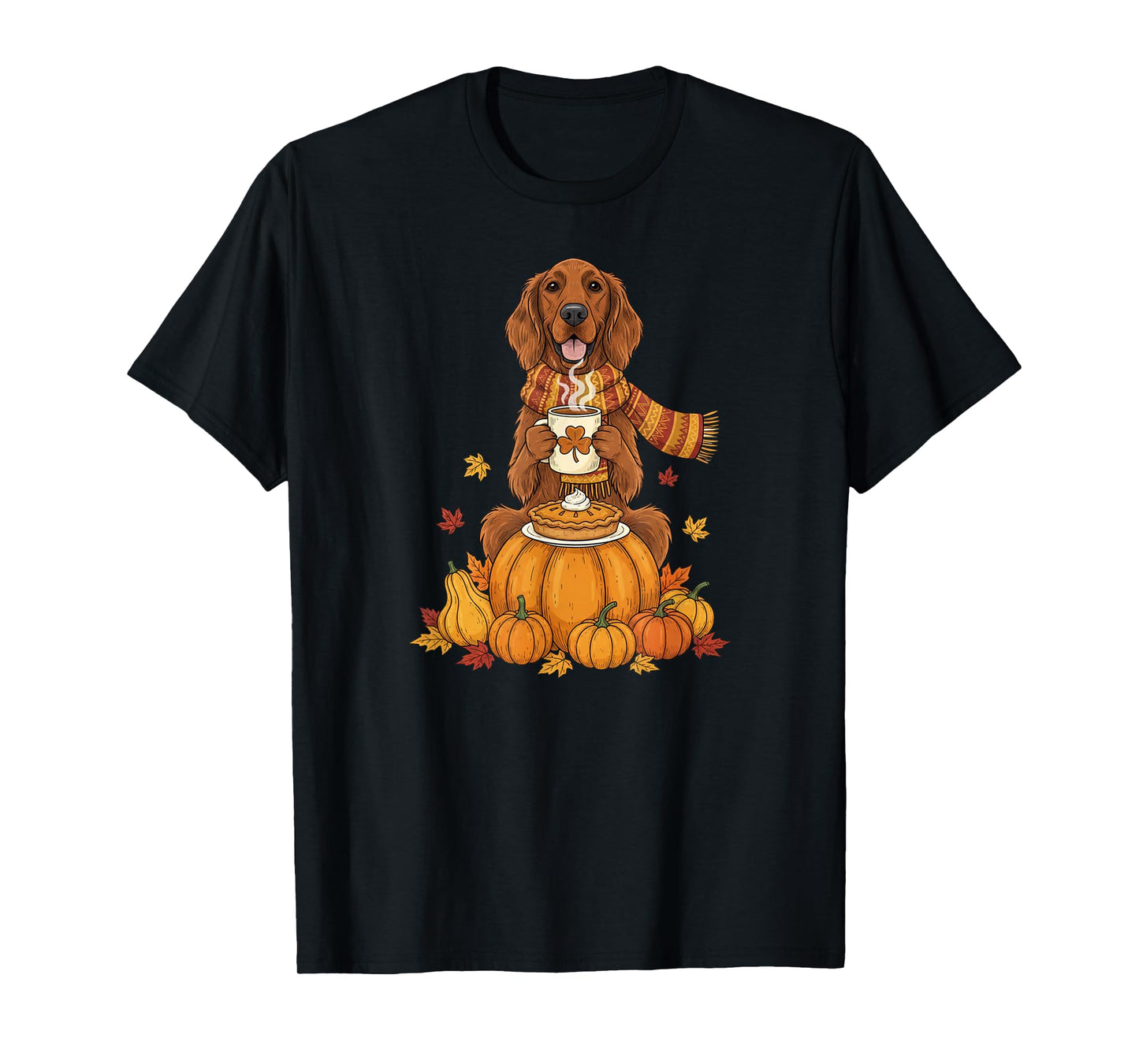 Irish Setter Coffee Autumn Thanksgiving Womens Mens Kids T-Shirt
