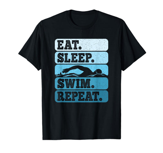 Eat Sleep Swim Vintage Swimming Lover Swimmer Men Women T-Shirt