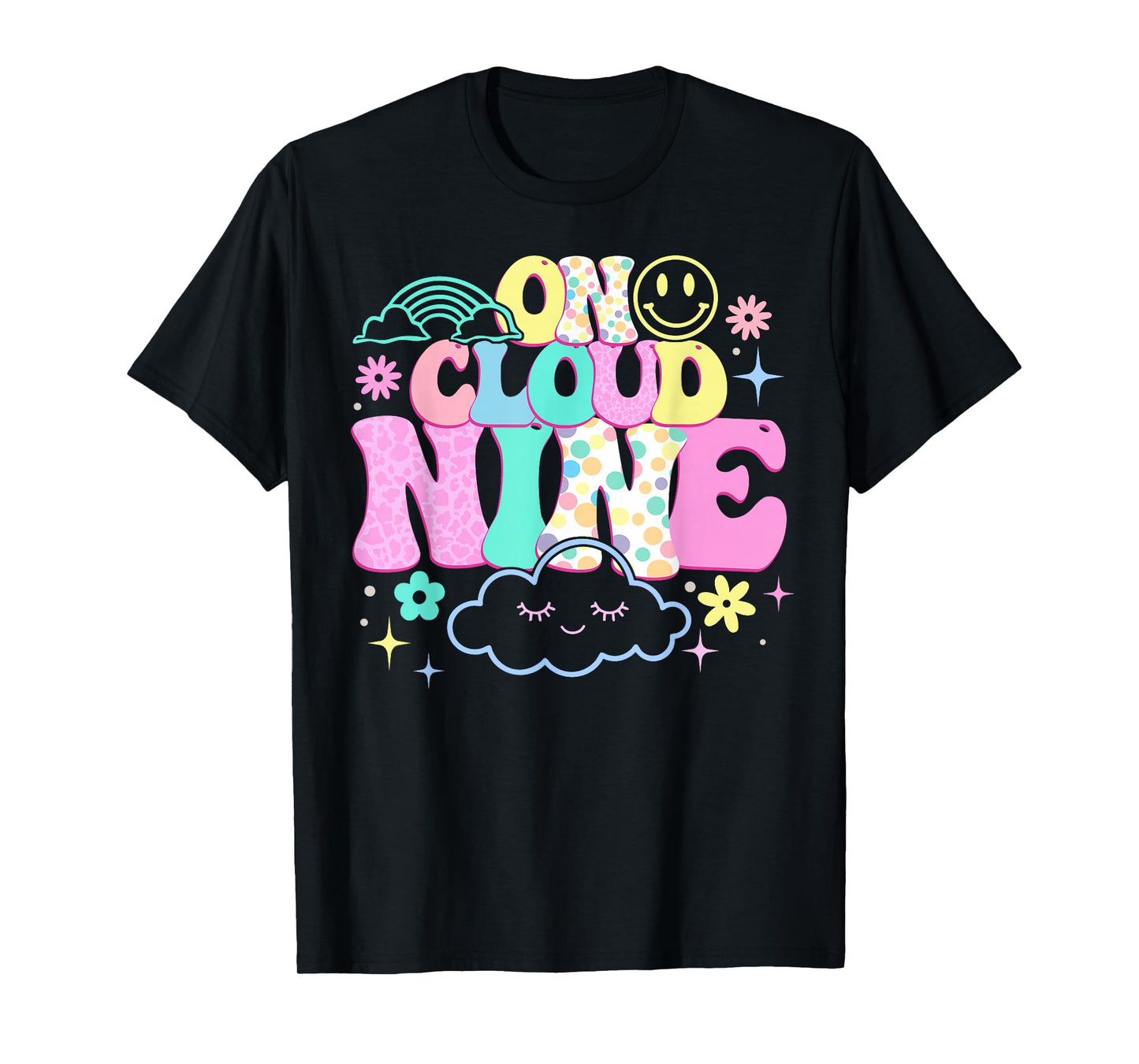 Groovy On Cloud Nine Bday 9th Birthday Girl 9 Year Old T-Shirt
