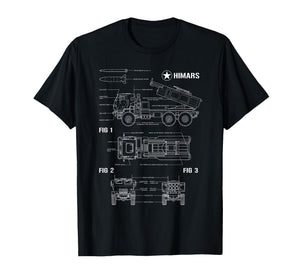 M142 High Mobility Artillery Rocket System HIMARS Blueprint T-Shirt