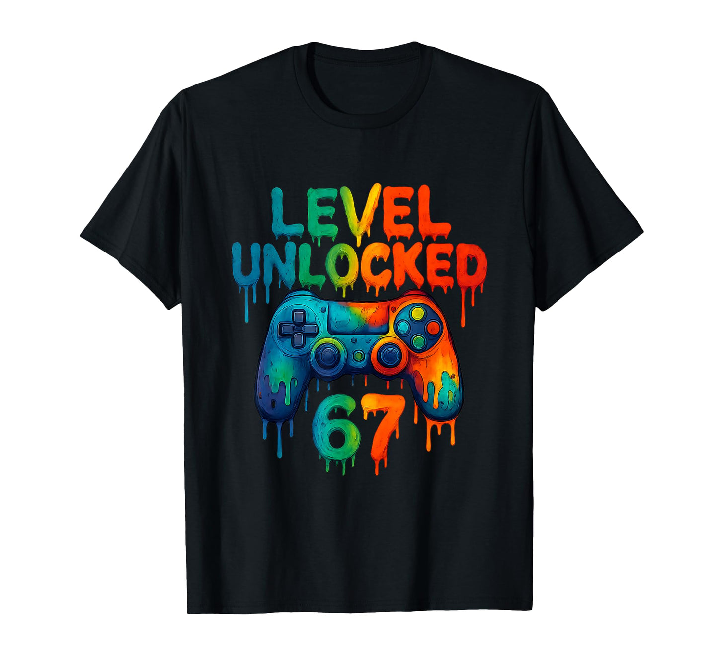 Gamer 67 Drip Level Unlocked 67 Video Game Gen Alpha Meme T-Shirt